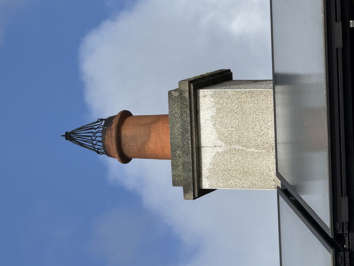 Chimney stack with hairline crack — before repair