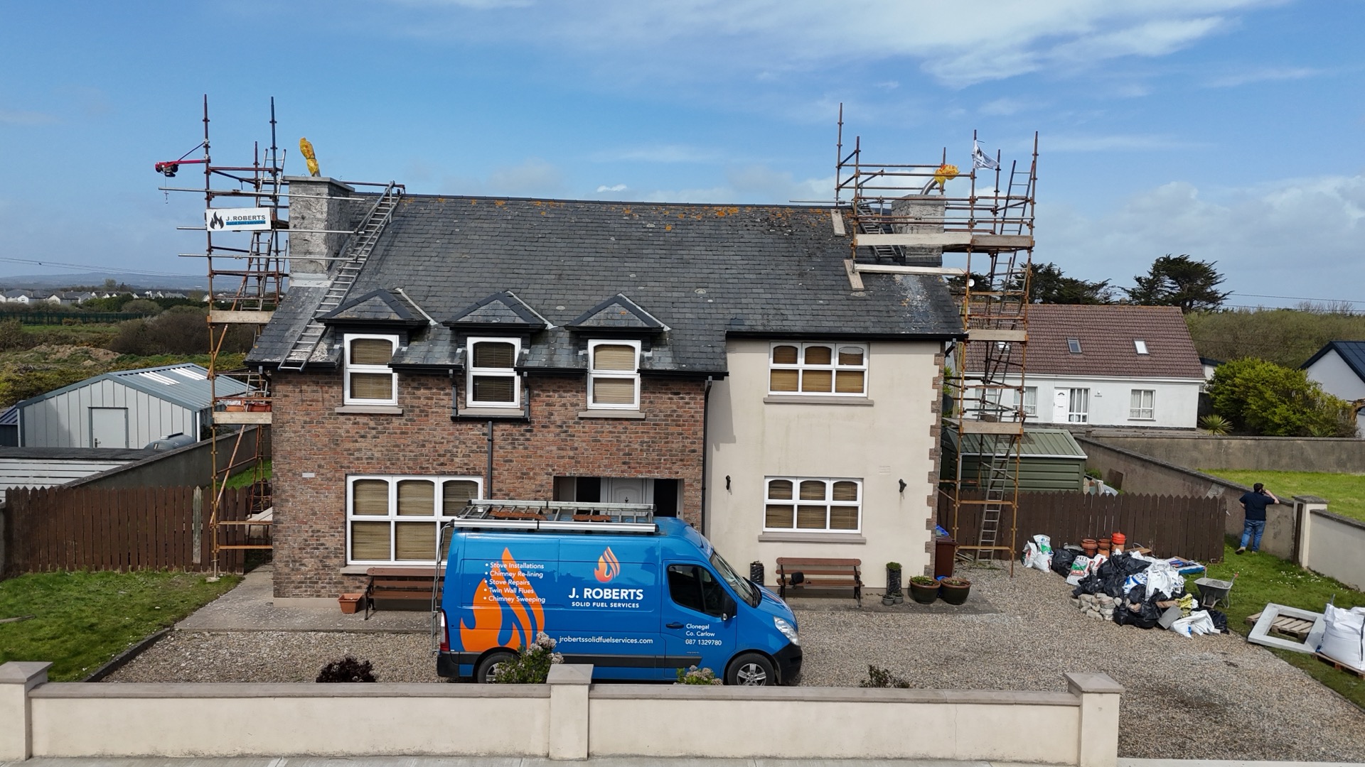 Full scaffolding repair in progress