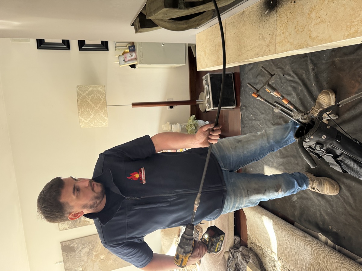 Jonathon Roberts with CCTV chimney inspection camera