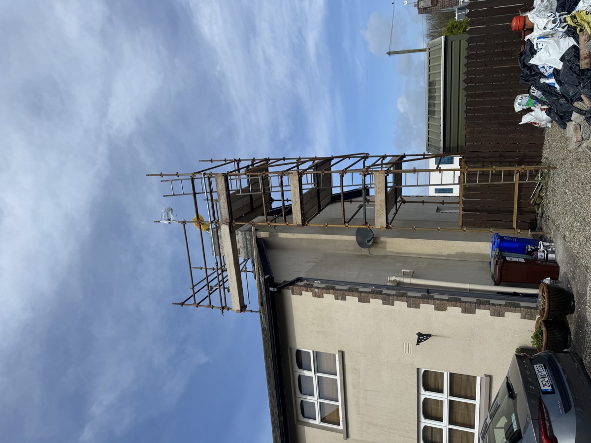 Scaffolding setup for chimney repair