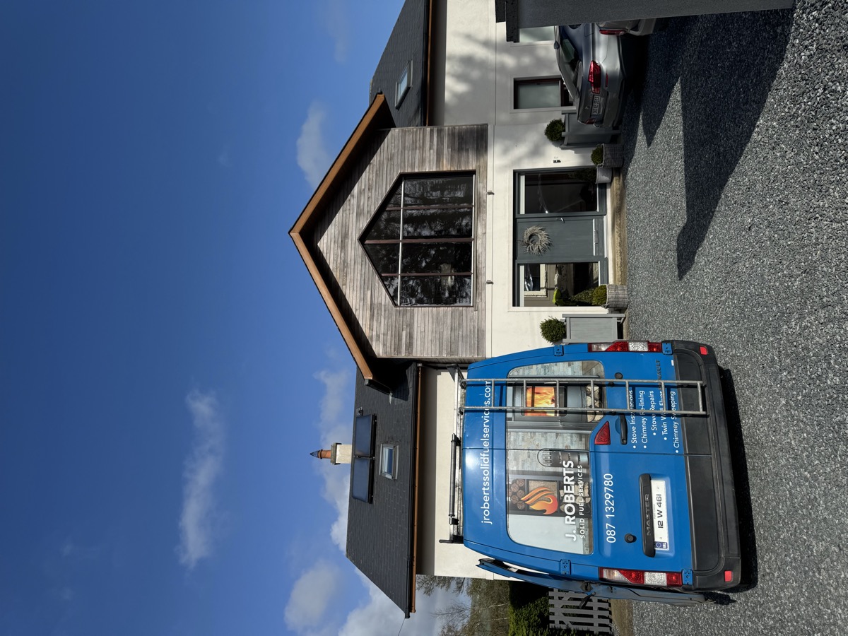 J.Roberts Solid Fuel Services van at new build, Co. Carlow